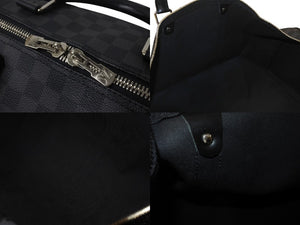 LOUISVUITTON ルイヴィトン キーポルバンドリエール55 ボストンバッグ N41413 ダミエグラフィット キャンバス ブラック 美品 中古 4c076504