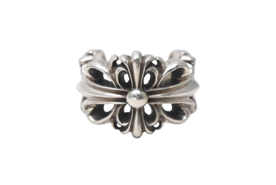 CHROME HEARTS クロムハーツ ダブルフローラルクロスリング 指輪 サイズ16号 重量約16.0g シルバー925 美品 中古 4c076514