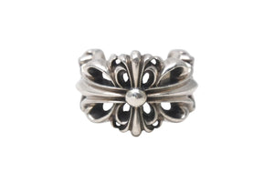 CHROME HEARTS クロムハーツ ダブルフローラルクロスリング 指輪 サイズ16号 重量約16.0g シルバー925 美品 中古 4c076514
