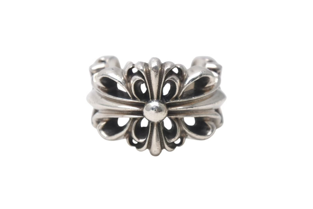 CHROME HEARTS クロムハーツ ダブルフローラルクロスリング 指輪 サイズ16号 重量約16.0g シルバー925 美品 中古 4c076514