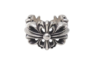 CHROME HEARTS クロムハーツ ダブルフローラルクロスリング 指輪 サイズ14号 重量約14.6g シルバー925 美品 中古 4c076515