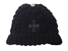Load image into Gallery viewer, 新品未使用 CHROME HEARTS クロムハーツ カシミヤ クロスパッチ ビーニー ニットキャップ 帽子 ブラック 中古 4c076523