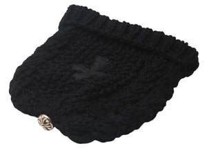 新品未使用 CHROME HEARTS クロムハーツ カシミヤ クロスパッチ ビーニー ニットキャップ 帽子 ブラック 中古 4c076523