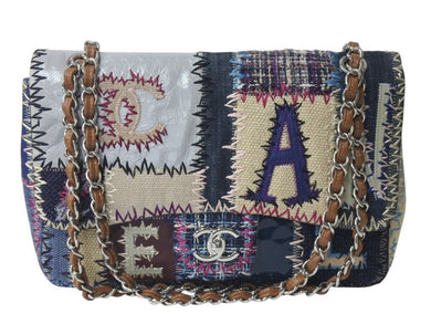 極美品 CHANEL シャネル パッチワーク ツイード チェーンショルダーバッグ 16番台 シルバー金具 ココマーク ロゴ マルチ 中古 4c076525