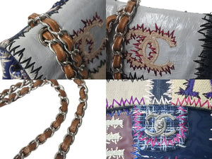 極美品 CHANEL シャネル パッチワーク ツイード チェーンショルダーバッグ 16番台 シルバー金具 ココマーク ロゴ マルチ 中古 4c076525