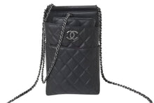 Load image into Gallery viewer, CHANEL シャネル CC ミニ ウェイターバッグ ショルダーバッグ キャビアスキン ブラック アンティークシルバー金具 21番台 ロングウォレット付き 美品 中古 4c076526