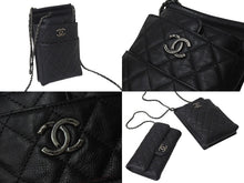 Load image into Gallery viewer, CHANEL シャネル CC ミニ ウェイターバッグ ショルダーバッグ キャビアスキン ブラック アンティークシルバー金具 21番台 ロングウォレット付き 美品 中古 4c076526