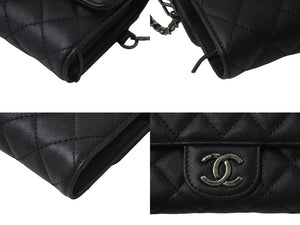 CHANEL シャネル CC ミニ ウェイターバッグ ショルダーバッグ キャビアスキン ブラック アンティークシルバー金具 21番台 ロングウォレット付き 美品 中古 4c076526