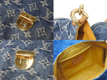 Load image into Gallery viewer, LOUIS VUITTON ルイヴィトン モノグラムデニム ミニプリーティ ハンドバッグ M95050 レザー ブルー 美品 中古 4c076528