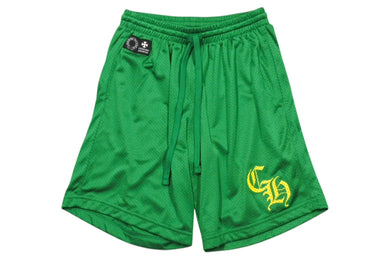 新品未使用 CHROME HEARTS クロムハーツ MESH VARSITY SHORTS GREEN ショーツ グリーン ナイロン サイズM 中古 4c076530
