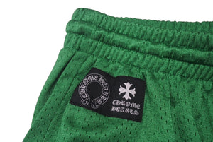 新品未使用 CHROME HEARTS クロムハーツ MESH VARSITY SHORTS GREEN ショーツ グリーン ナイロン サイズM 中古 4c076530