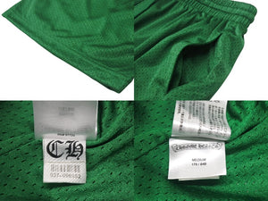 新品未使用 CHROME HEARTS クロムハーツ MESH VARSITY SHORTS GREEN ショーツ グリーン ナイロン サイズM 中古 4c076530