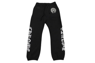 新品未使用 CHROME HEARTS クロムハーツ スウェットパンツ サイズS ホースシュー サイドロゴ プリント ブラック 中古 4c076531