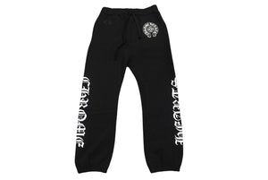 新品未使用 CHROME HEARTS クロムハーツ スウェットパンツ サイズS ホースシュー サイドロゴ プリント ブラック 中古 4c076531