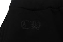 Load image into Gallery viewer, 新品未使用 CHROME HEARTS クロムハーツ スウェットパンツ サイズS ホースシュー サイドロゴ プリント ブラック 中古 4c076531