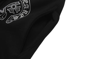 新品未使用 CHROME HEARTS クロムハーツ スウェットパンツ サイズS ホースシュー サイドロゴ プリント ブラック 中古 4c076531