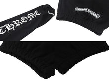 Load image into Gallery viewer, 新品未使用 CHROME HEARTS クロムハーツ スウェットパンツ サイズS ホースシュー サイドロゴ プリント ブラック 中古 4c076531