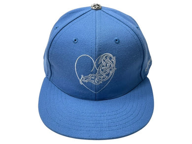 新品未使用 CHROME HEARTS クロムハーツ ベースボールキャップ ハートモチーフ ブルー ウール アクリル 中古 4c076532