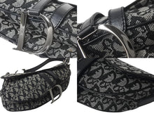 Load image into Gallery viewer, Christian Dior クリスチャンディオール トロッター サドルバッグ ブラック ガリアーノ期 シルバー金具 ワンショルダー ロゴ 美品 中古 4c076533