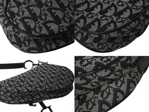 Christian Dior クリスチャンディオール トロッター サドルバッグ ブラック ガリアーノ期 シルバー金具 ワンショルダー ロゴ 美品 中古 4c076533
