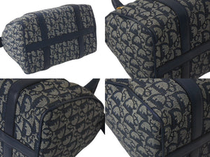 CHRISTIAN DIOR クリスチャンディオール トロッター ハンドバッグ PZ1002 キャンバス レザー ネイビー グレー ゴールド 美品 中古 4c076537