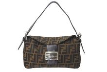 Load image into Gallery viewer, 極美品 FENDI フェンディ マンマバケット ワンショルダーバッグ 26725 ズッカ柄 キャンバス レザー ブラウン 中古 4c076541