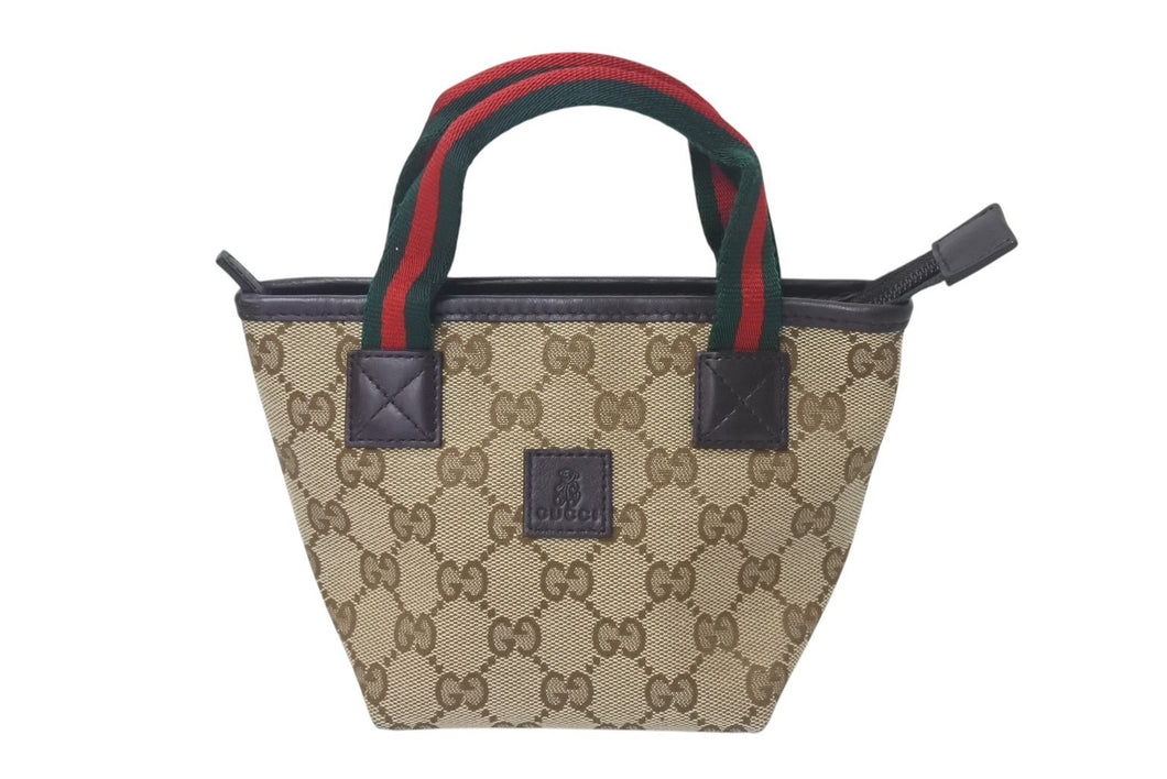 極美品 GUCCI グッチ チルドレンズ ミニハンドバッグ 284733 GGキャンバス シェリーライン シルバー金具 中古 4c076546