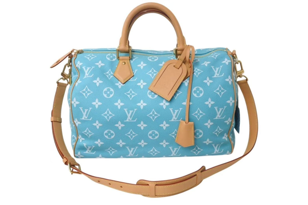 新品同様 LOUIS VUITTON ルイヴィトン スピーディ P9 バンドリエール 40 ハンドバッグ M11564 モノグラム ターコイズ 中古 4c076549