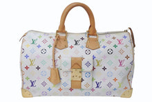 Load image into Gallery viewer, LOUIS VUITTON ルイヴィトン ボストンバッグ スピーディ40 村上隆 M93216 ホワイト マルチカラー PVC レザー ゴールド金具 美品 中古 4c076551