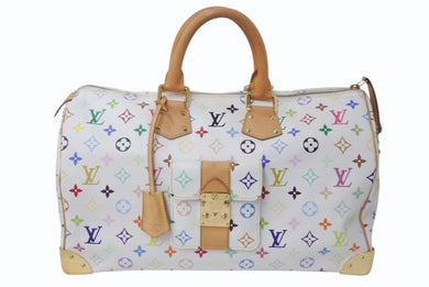 LOUIS VUITTON ルイヴィトン ボストンバッグ スピーディ40 村上隆 M93216 ホワイト マルチカラー PVC レザー ゴールド金具 美品 中古 4c076551
