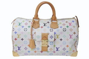 LOUIS VUITTON ルイヴィトン ボストンバッグ スピーディ40 村上隆 M93216 ホワイト マルチカラー PVC レザー ゴールド金具 美品 中古 4c076551