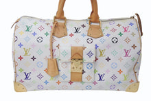 Load image into Gallery viewer, LOUIS VUITTON ルイヴィトン ボストンバッグ スピーディ40 村上隆 M93216 ホワイト マルチカラー PVC レザー ゴールド金具 美品 中古 4c076551
