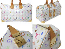Load image into Gallery viewer, LOUIS VUITTON ルイヴィトン ボストンバッグ スピーディ40 村上隆 M93216 ホワイト マルチカラー PVC レザー ゴールド金具 美品 中古 4c076551