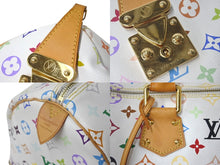Load image into Gallery viewer, LOUIS VUITTON ルイヴィトン ボストンバッグ スピーディ40 村上隆 M93216 ホワイト マルチカラー PVC レザー ゴールド金具 美品 中古 4c076551