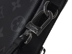 極美品 LOUIS VUITTON ルイヴィトン ショルダーバッグ M81321 ダブルフォンポーチ エクリプスブラック シルバー金具 中古 4c076555