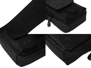 極美品 LOUIS VUITTON ルイヴィトン ショルダーバッグ M81321 ダブルフォンポーチ エクリプスブラック シルバー金具 中古 4c076555