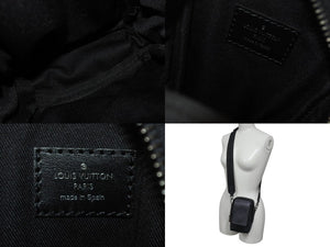 極美品 LOUIS VUITTON ルイヴィトン ショルダーバッグ M81321 ダブルフォンポーチ エクリプスブラック シルバー金具 中古 4c076555