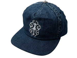 新品未使用 CHROME HEARTS クロムハーツ キャップ ヴィンダガー クロスボール ブルー コットン 中古 4c076559
