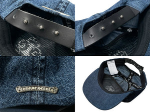 新品未使用 CHROME HEARTS クロムハーツ キャップ ヴィンダガー クロスボール ブルー コットン 中古 4c076559