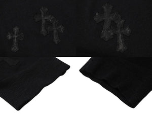 CHROME HEARTS クロムハーツ Y NOT クロスパッチ フーディー パーカー サイズM 12パッチ CHクロス ブラック 美品 中古 4c076560