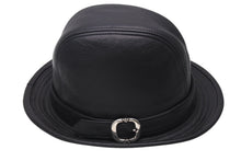Load image into Gallery viewer, CHROME HEARTS クロムハーツ フェドラ レザーハット 帽子 サイズM ガンスリンガーベルト BSフレア ブラック シルバ−925 美品 中古 4c076567