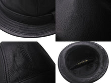 Load image into Gallery viewer, CHROME HEARTS クロムハーツ フェドラ レザーハット 帽子 サイズM ガンスリンガーベルト BSフレア ブラック シルバ−925 美品 中古 4c076567