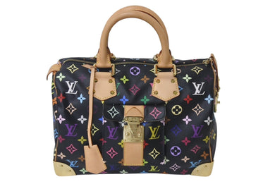 極美品 LOUIS VUITTON ルイヴィトン スピーディ30 ハンドバッグ M92642 モノグラム マルチカラー ブラック 中古 4c076568