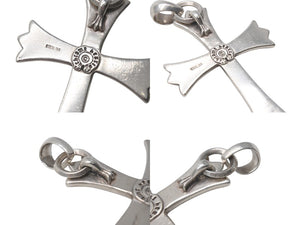 CHROME HEARTS クロムハーツ ラージCHクロス Wベイル ペンダント チャーム 重量約45.2g STERLING刻印 美品 中古 4c076571