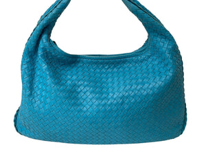 BOTTEGA VENETA ボッテガヴェネタ ホーボー イントレチャート ワンショルダーバッグ ライトブルー レザー 美品 中古 4c076572