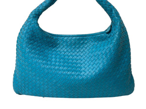 BOTTEGA VENETA ボッテガヴェネタ ホーボー イントレチャート ワンショルダーバッグ ライトブルー レザー 美品 中古 4c076572