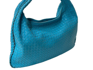 BOTTEGA VENETA ボッテガヴェネタ ホーボー イントレチャート ワンショルダーバッグ ライトブルー レザー 美品 中古 4c076572