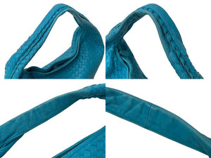 BOTTEGA VENETA ボッテガヴェネタ ホーボー イントレチャート ワンショルダーバッグ ライトブルー レザー 美品 中古 4c076572
