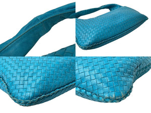 BOTTEGA VENETA ボッテガヴェネタ ホーボー イントレチャート ワンショルダーバッグ ライトブルー レザー 美品 中古 4c076572