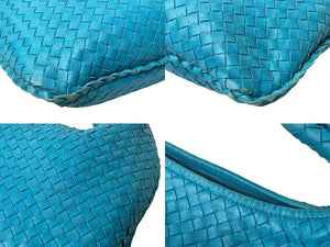 BOTTEGA VENETA ボッテガヴェネタ ホーボー イントレチャート ワンショルダーバッグ ライトブルー レザー 美品 中古 4c076572